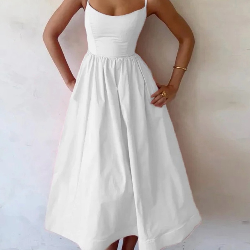Elegant White Spaghetti Strap Dress